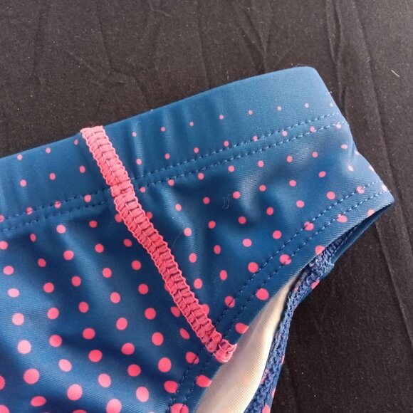NWOT SWIM BRIEF, APPROX. 2" SIDES, SIZE "S", ROYAL BLUE AND PINK. - Picture 3 of 7